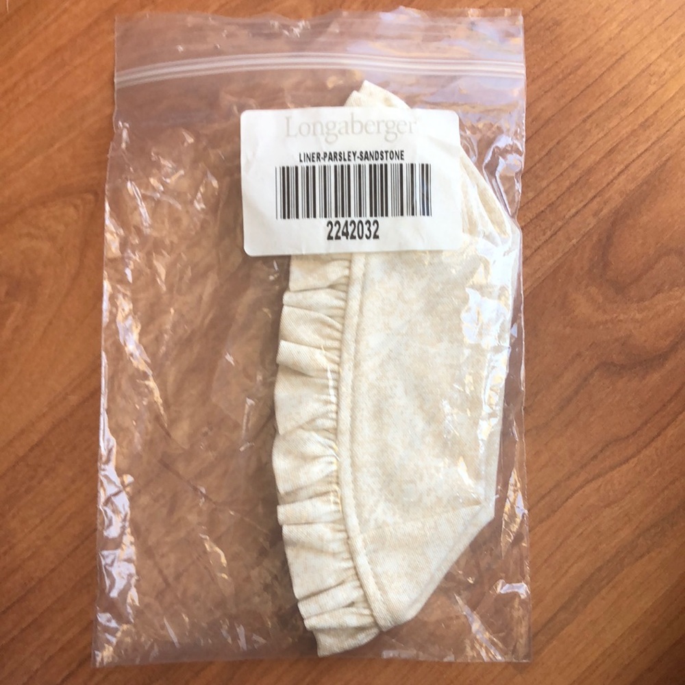 NIP Longaberger Parsley Basket Liner Sandstone